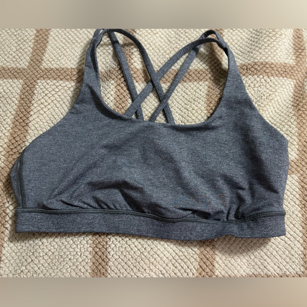 Lululemon Athletica Heathered Black Energy Long Line Medium Support Bra